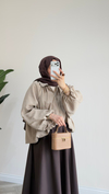 Oversize Fermuarlı Ceket | Vizon