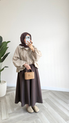 Oversize Fermuarlı Ceket | Vizon