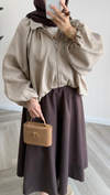 Oversize Fermuarlı Ceket | Vizon