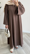 Premıum Oversize Keten Elbise | Kahverengi