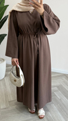 Premıum Oversize Keten Elbise | Kahverengi