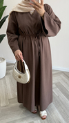 Premıum Oversize Keten Elbise | Kahverengi