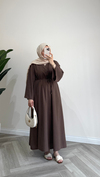 Premıum Oversize Keten Elbise | Kahverengi