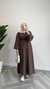 Premıum Oversize Keten Elbise | Kahverengi