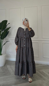 Puantiye Desenli Elbise | Kahverengi