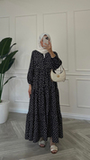Puantiye Desenli Elbise | Siyah