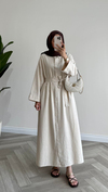 Sofia Premium Keten Elbise Ekru