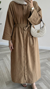 Sofia Premium Keten Elbise | Soft Haki
