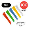 Plastik Kablo Bağı Klipsi Cırt Kelepçe Karışık Renk Set 140 mm 5 Renk X 20 Toplam 100 Adet