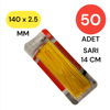 Plastik Kablo Bağı Klipsi Cırt Kelepçe 140 mm X 2.5 mm Sarı 50 Adet