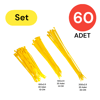 Plastik Kablo Bağı Klipsi Cırt Kelepçe Set 100-150-200 X 2.5 Mm Sarı (20 X 3) 60 Adet