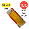 Plastik Kablo Bağı Klipsi Cırt Kelepçe 140 Mm X 2.5 Mm Sarı 100 Adet