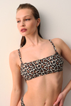 AMARELLEDesteksizCapetown Leopar Desenli Bralet Çıkarılabilir Pedli Bikini Üst