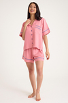 Dream Pembe Viskon Kumaş Kısa Kollu Şortlu Düğmeli Pijama Takım