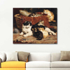 Charles van den Eycken Kedi ve Yavruları Kanvas Tablo