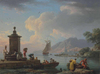 Claude Joseph Vernet Bir Akdeniz Limanında Figürler Kanvas Tablo