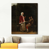Pieter de Hooch Çardakta Bir Kadın ve İki Adam Kanvas Tablo