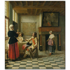 Pieter de Hooch İki Adam ve İçki İçen Kadın ve Hizmetçi Kanvas Tablo