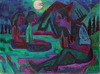 Ernst Ludwig Kirchner Ay Işığında Akordiyon Çalan Adam Kanvas Tablo
