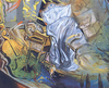 Bed and Two Bedside Tables Ferociously Attacking a Cello by Salvador Dali