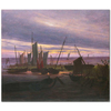 Caspar David Friedrich Akşam Vakti Limanda Gemiler Kanvas Tablo