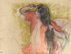 Edgar Degas Kırmızı Sabahlıklı Kadın Saçını Tarıyor Kanvas Tablo