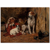 Hounds and a Jack Russell in a Stable by John Emms as Fine Art Print