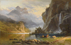 Albert Bierstadt Kızılderililerin Mızrakla Balık Avı Kanvas Tablo