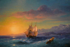 Ivan Aivazovsky Gün Batımında Gemi Cap Martin Kanvas Tablo