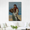 Junges Mädchen mit Korb am Meeresstrand by Frank Buchser as Fine Art Print