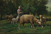 Shepherdess With Sheep by Charles Jacque
