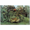 Henri Rousseau Aç Aslan Antilopa Saldırırken Kanvas Tablo