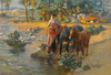Frederick Arthur Bridgman Su İçen Atlar Kanvas Tablo