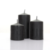Silindir Mum 3lü Set - Siyah
