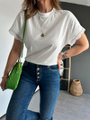 Beyaz Kolları Dantelli Tshirt