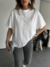 Beyaz Taş Şeritli Tshirt