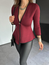 Bordo Gold Düğmeli Çelik Örme Hırka