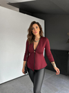 Bordo Gold Düğmeli Çelik Örme Hırka