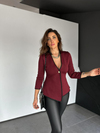 Bordo Gold Düğmeli Çelik Örme Hırka