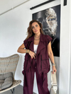 Bordo Sacaklı Yelekli Takım
