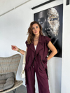 Bordo Sacaklı Yelekli Takım