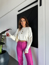 Ekru Kolları Dantelli Sweatshirt
