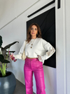 Ekru Kolları Dantelli Sweatshirt