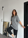 Gri Bisiklet Yaka Cotton Tshirt