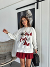Gri Kolu Yazılı Sweatshirt