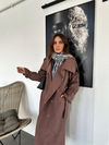 Kahve Çıtçıtlı Manşetli Trençkot