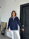 Lacivert Gömlek Detaylı Düğmeli Sweatshirt