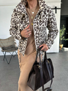 Leopar Dik Yakalı Manşetli Ceket