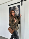 Leopar Dokulu Düğmeli Ceket