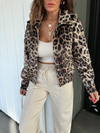 Leopar Süet Bomber Ceket